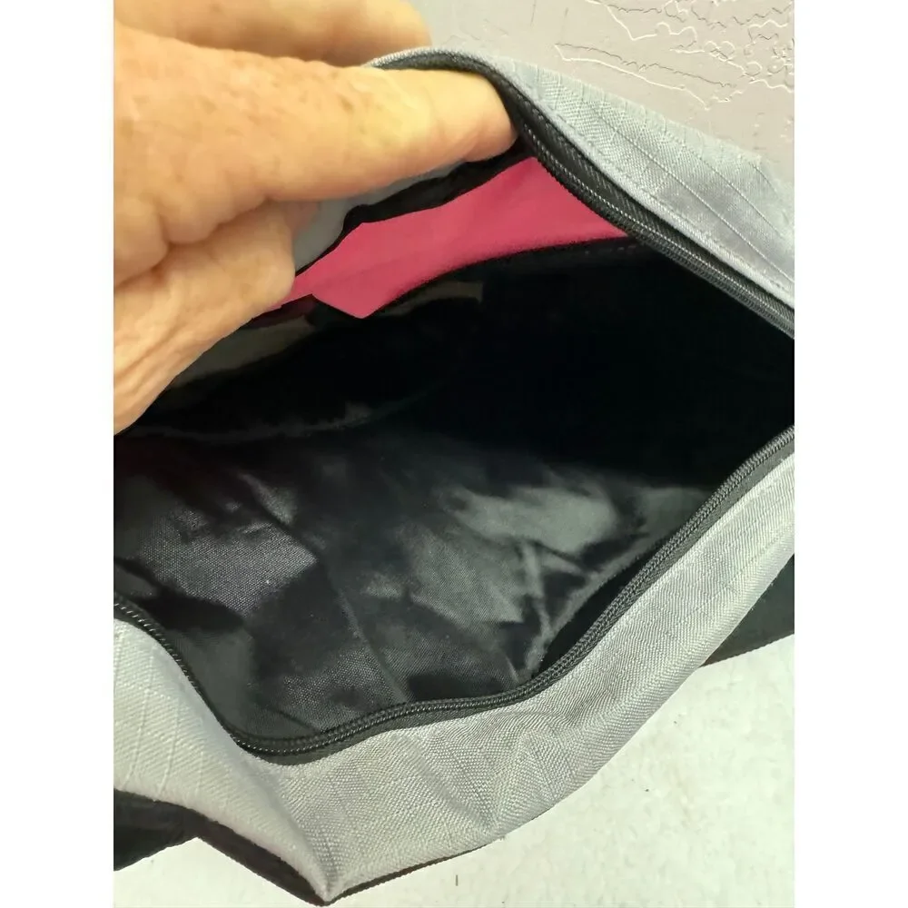 Embark Gray Pink Single Strap Sling Backpack Front Mesh‎ Pocket Zip Closures